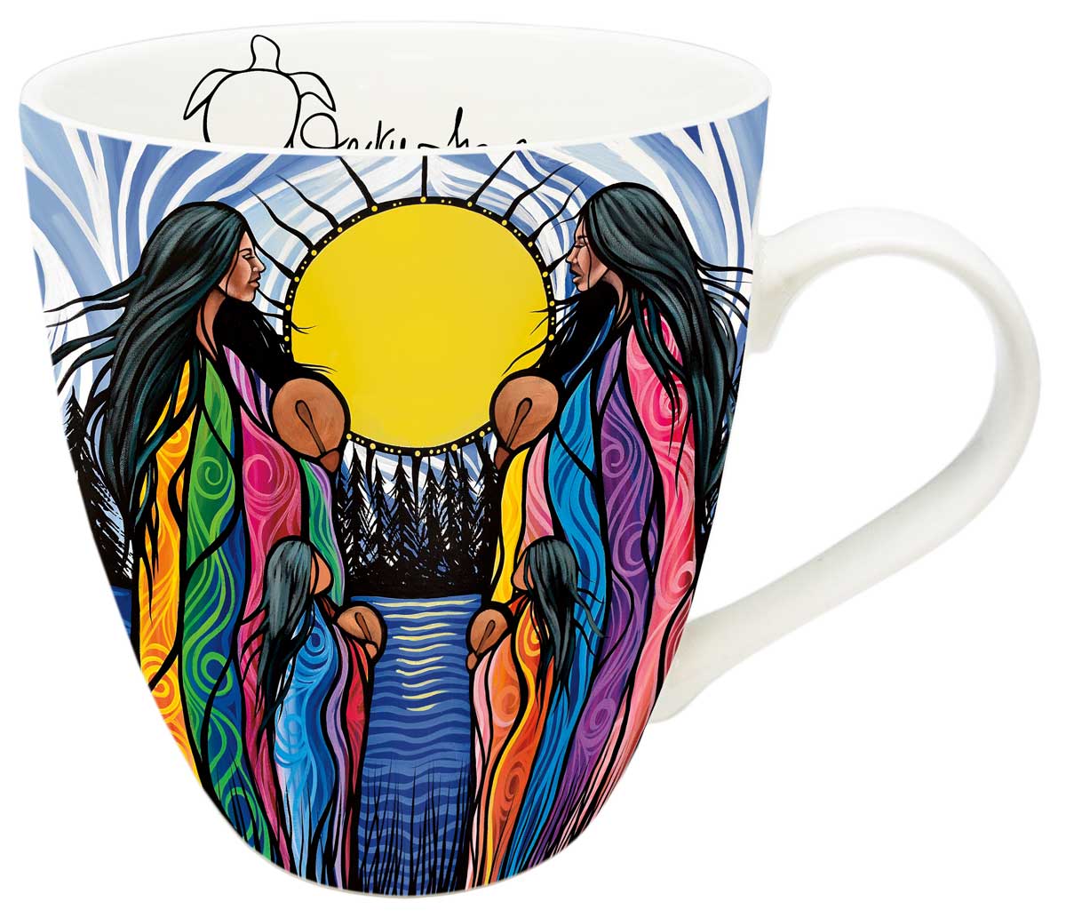 colorful mug with mother and daughters 