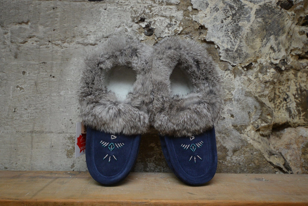 Fur Trimmed Moccasin (Navy)