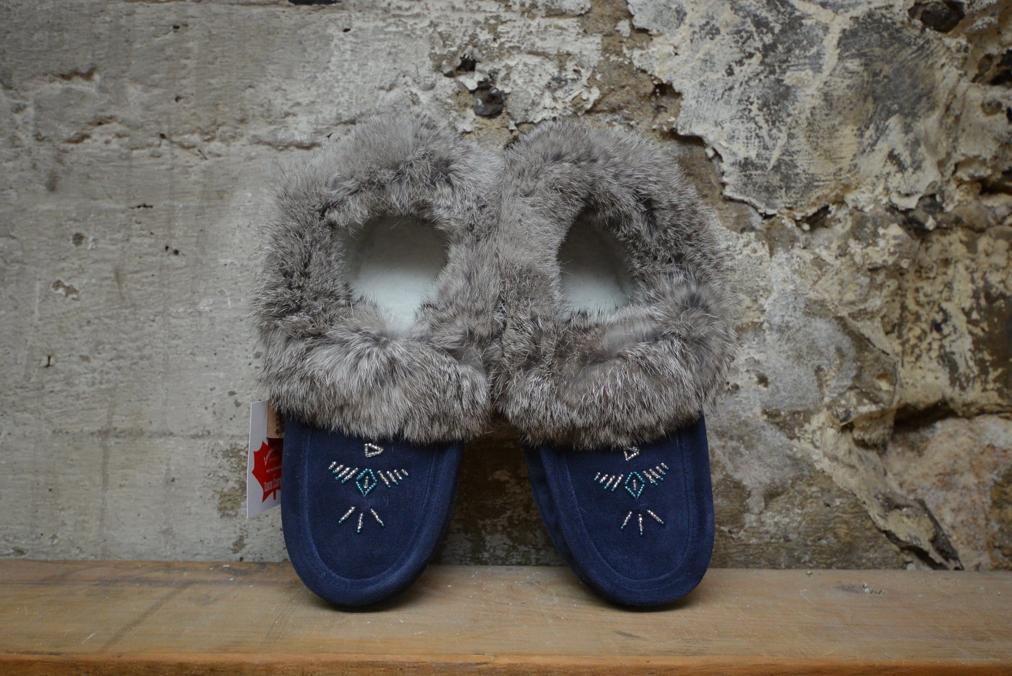 Fur Trimmed Moccasin (Navy)