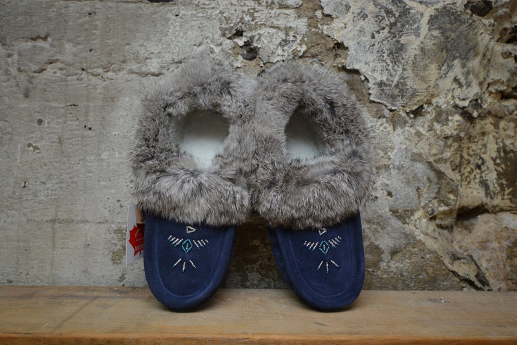 Fur Trimmed Moccasin (Navy)