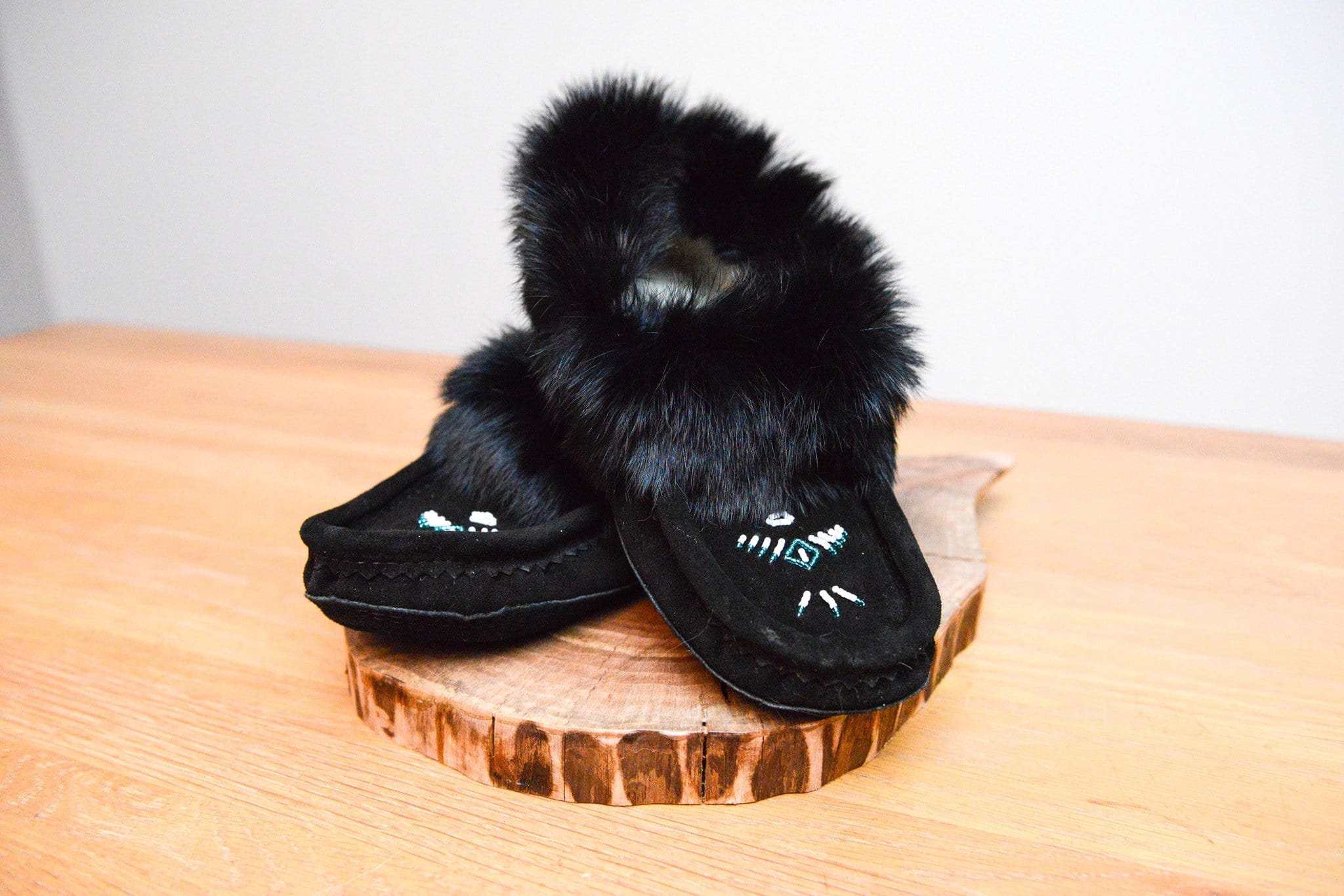 Fur Trimmed Moccasin - Black